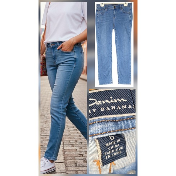Tommy Bahama Denim - Tommy Bahama Jeans Womens Size 6 32x28 Blue Straight Leg Mid Rise Slim Boyfriend